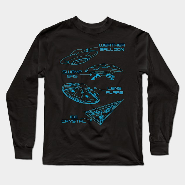 Ufo Lens Flare Weather Baloon Swamp Gas Ice Christal Long Sleeve T-Shirt by Xeire